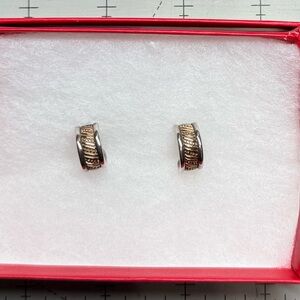 James Avery Retired 14 Gold Bead Stripes and Sterling Huggies